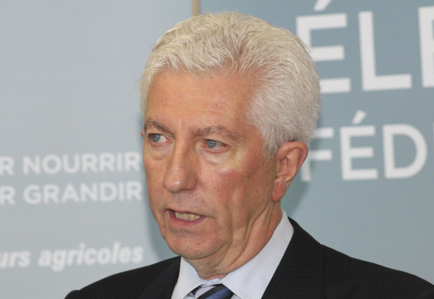 Gilles Duceppe en point de presse à l’UPA. Crédit photo : Thierry Larivière