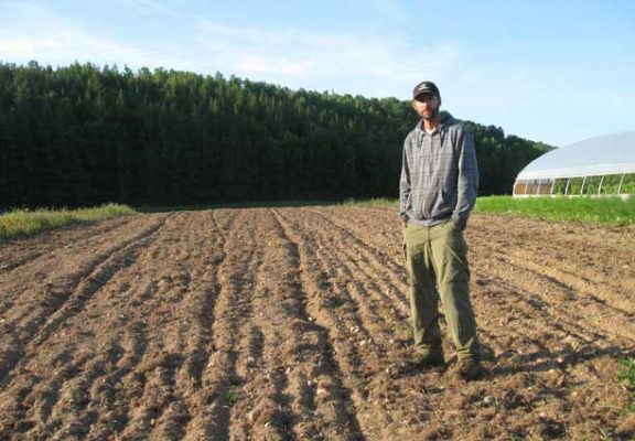 Donald Dubé voulait semer ce champ en engrais verts, mais la sécheresse qui prévaut depuis un mois dans son secteur du Bas-Saint-Laurent l’empêche de tenter des semis. Photo : Gracieuseté de Donald Dubé