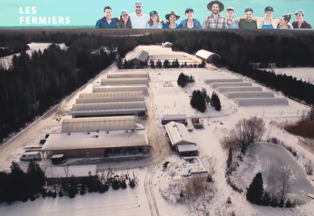 L’hiver s’est bien installé à la Ferme des Quatre-Temps, mais ça n’empêche pas nos fermiers de cultiver dans les serres. Crédit : Gracieuseté Unis TV