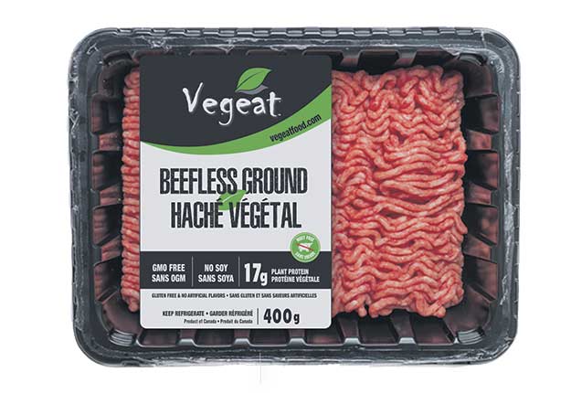 Le haché végétal de Vegeat Foods devrait être sur les tablettes de certaines épiceries dès le mois de mai. Crédit photo : Gracieuseté de Vegeat Foods