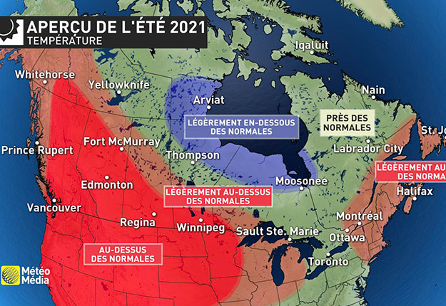 MétéoMédia prévoit un été plus chaud que la normale. Graphiques : MétéoMédia