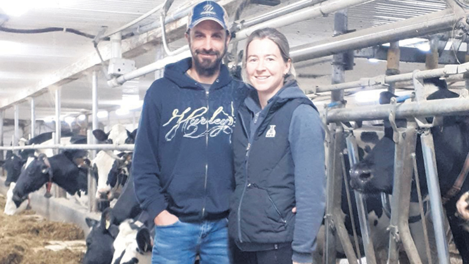 Mathieu Bérubé et Marie-Luce Simard sont passés de la stabulation entravée à libre l’an dernier. Photo : Gracieuseté de Mathieu Bérubé