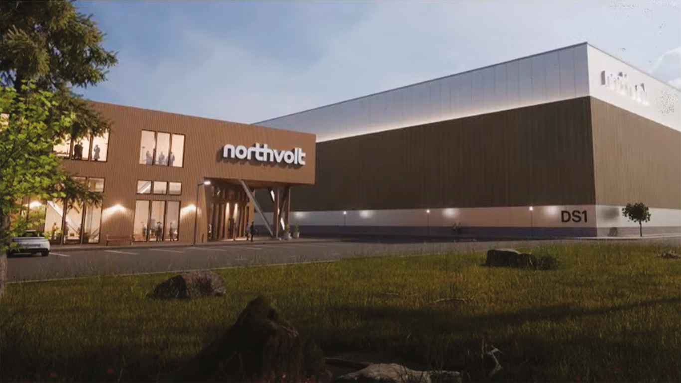 Projection de la future usine de Northvolt présentée lors d’une séance d’information organisée par la Ville de Saint-Basile-le-Grand, le 2 octobre. Photo : YouTube/Saint-Basile-le-Grand