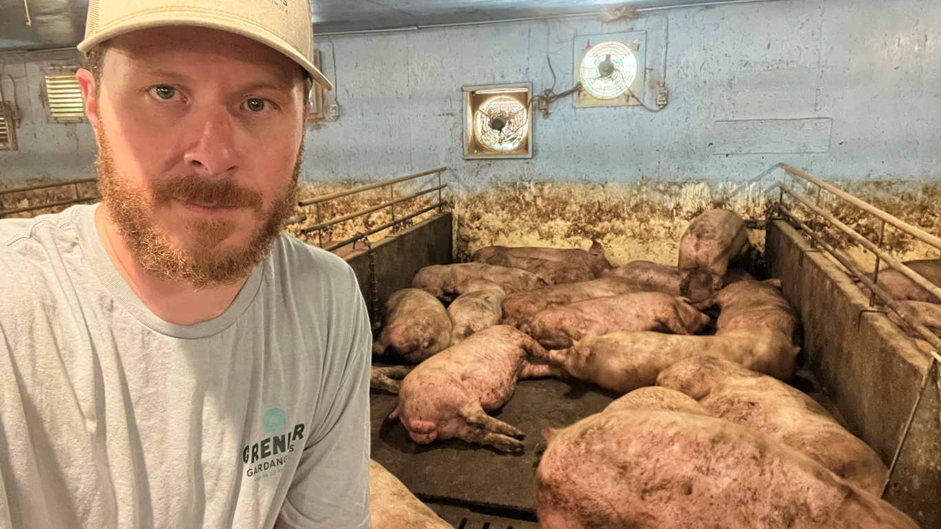 Le producteur porcin Christian Grenier et son équipe sont sur un pied d’alerte pour aider les porcs de ses 20 bâtiments d’élevage à traverser la canicule. Photo : Gracieuseté de Christian Grenier