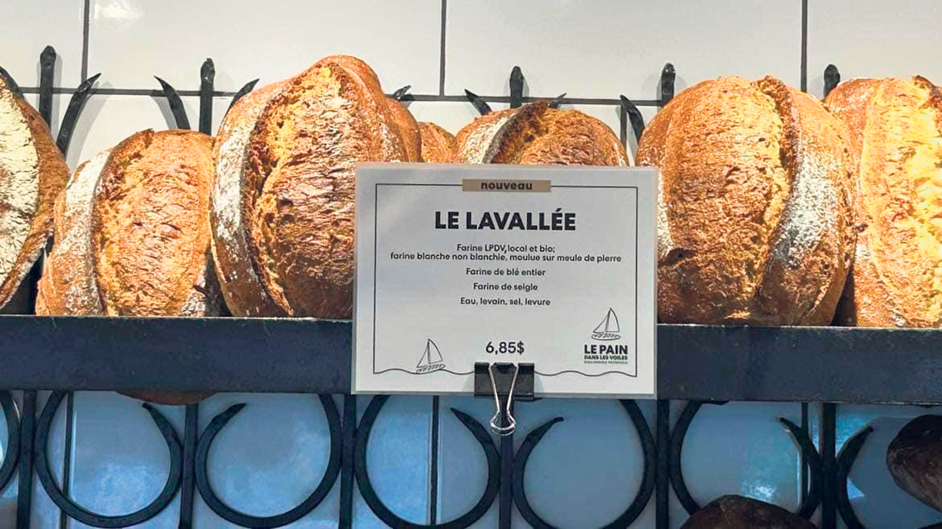 Le 18 juin, la boulangerie Le pain dans les voiles, de Mont-Saint-Hilaire, en Montérégie, appartenant à la famille de l’athlète Laurent Duvernay-Tardif, a lancé le pain Le Lavallée, dont la farine a été fabriquée à partir du blé biologique produit par la famille Lavallée, des agriculteurs de Saint-Marc-sur-Richelieu, un village voisin. La copropriétaire Pascale Lavallée a exprimé sur les médias sociaux sa fierté de voir son blé transformé en pain. Photo : Gracieuseté du Pain dans les voiles