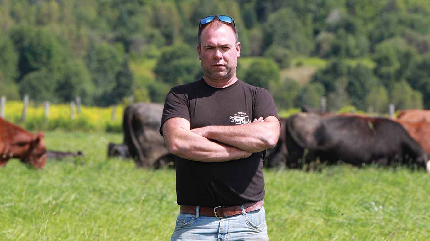 L’éleveur Martin Drainville doit conjuguer avec moins de liquidités dans une période cruciale de sa production de vache-veau. Photos : Myriam Laplante El Haïli/TCN