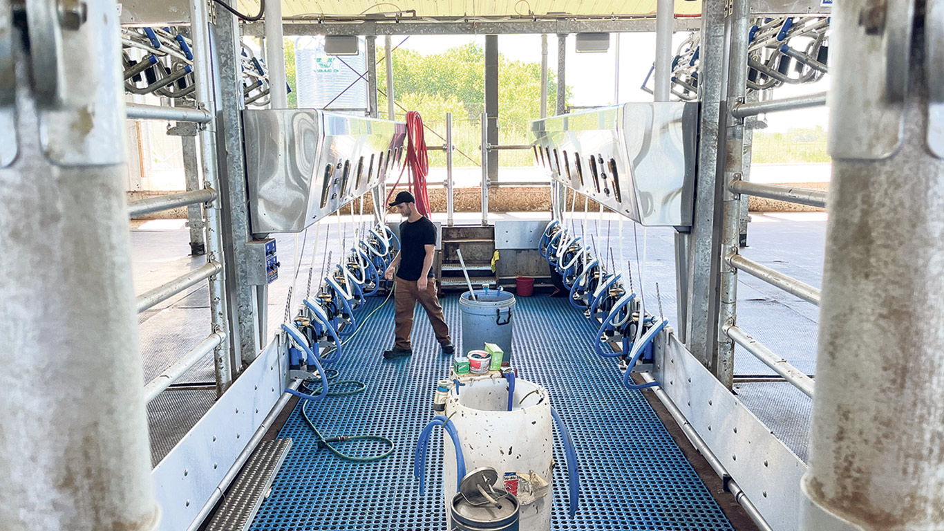 Le robot de traite de la Ferme des étangs se fait montrer la porte au profit d’un salon de traite. Photo : Martin Ménard/TCN