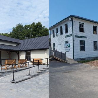 Une nouvelle construction a remplacé l’ancien réfectoire construit en 1910. Les organisateurs de l’Exposition agricole d’Ormstown souhaitent en faire un lieu de développement agrotouristique pour la région. Photos : Gracieuseté de LBA