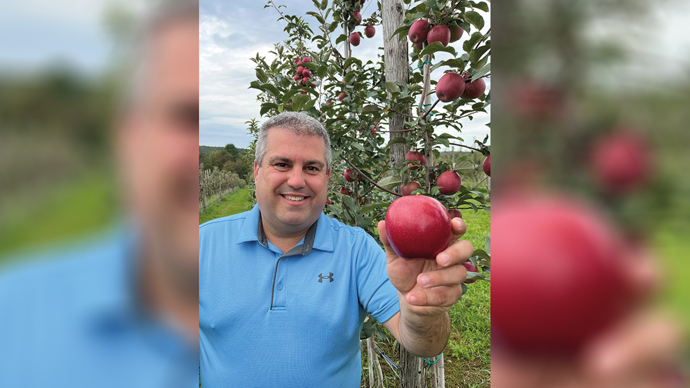 La Maison de la pomme sera l’emballeur exclusif de la pomme Orléans. Son directeur général, Jonathan Rodrigue, précise que le verger de l’entreprise compte 12 000 arbres de cette variété, dont 4 000 en production. Photo : Gracieuseté de Jonathan Rodrigue