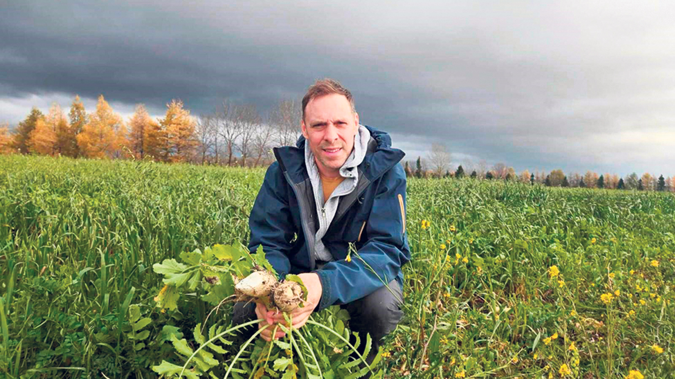 Guillaume Dallaire affirme que les conditions météorologiques, autant pour la croissance des cultures que pour les travaux au champ, ont été fabuleuses cette année. Même les engrais verts ont atteint des tailles rarement vues. Photo : Gracieuseté de la Ferme Tournevent